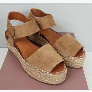Franco Sarto Leo Platform Espadrille Nude Suede Sandal